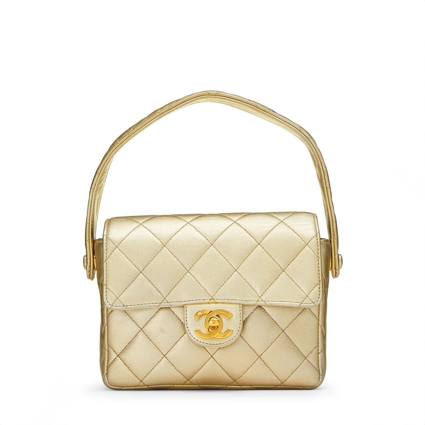 chanel gold quilted lambskin handbag mini